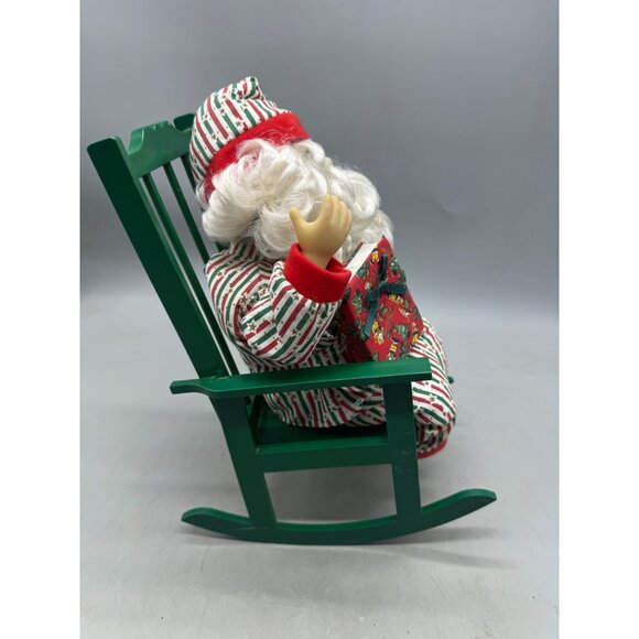 Vintage Rocking Chair Snoring Santa Claus Pajamas Animated Christmas 12" READ - Picture 3 of 7